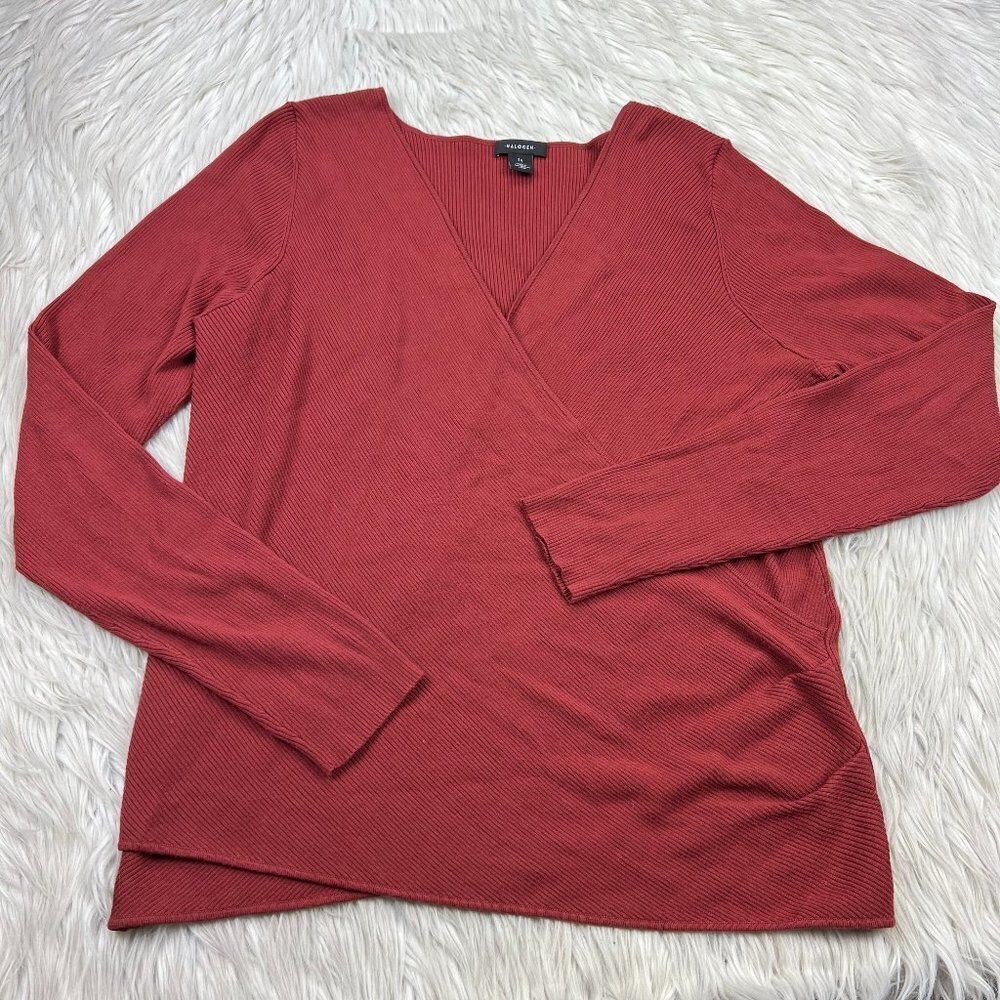 Halogen‎ Women's Ribbed Wrap Front Knit Top